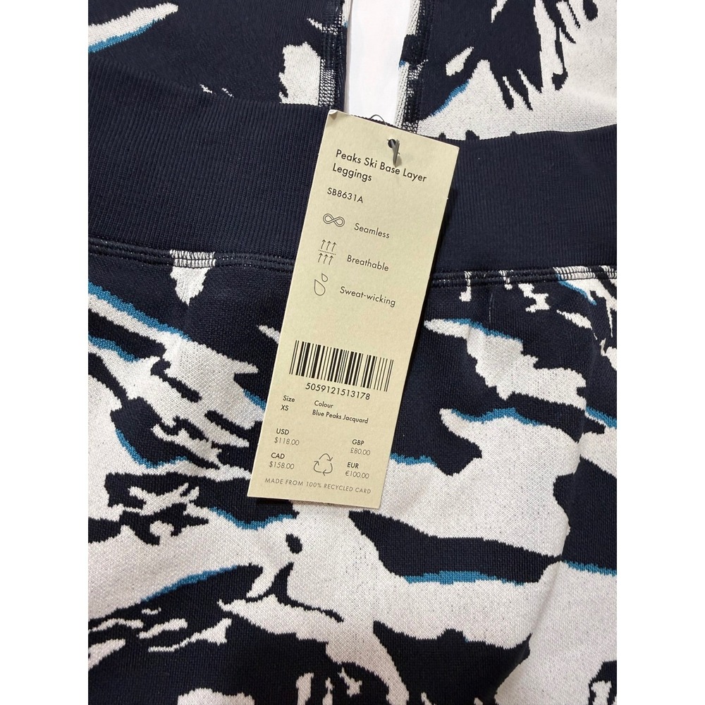 Sweaty Betty Peaks Ski Base Layer Leggings Blue Peaks Jacquard XS SB8631A NEW - Picture 4 of 11